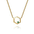 wholesale S925 Sterling Silver Hexagonal Design with Green Zircon Inlay, Fashionable High-End Minimalist Ins Style-0-5