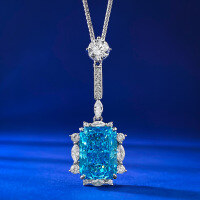 wholesale S925 Silver New 10*14 Aquamarine Radiant Cut Fashion OL Pendant Necklace by Mujing Jewelry-N291 Aquamarine 925 Silver