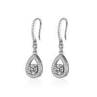 S925 Silver Moissanite Earrings, Teardrop Shape, Fine Craftsmanship-50-point moissanite set in 925 silver