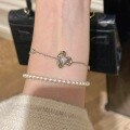 wholesale S925 Sterling Silver Sweet and Exquisite Lily of the Valley Pink Diamond Bracelet, Small and Chic, Advanced Sense, Versatile for Layering, Floral Hand Accessory-0-3
