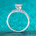 S925 Sterling Silver Moissanite Ring with Heart Lace Hollow Design-0-1