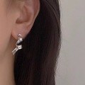 wholesale 925 Silver Rhodium-Plated Zircon Belief Ribbon Earrings for Women, Small Batch Design, Luxury Fashion, Versatile Minimalist Style Ear Accessories-0-3
