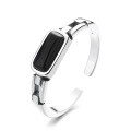 wholesale S925 Silver Cloud Tide Pavilion Fashion Retro Minimalist Black Zircon Personality Trend Creative Niche Design Open Ring-0-4