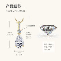 Sterling Silver Fashion Pendant Necklace with Moissanite-Mermaid Tears Necklace [K Gold] 7x10mm  925 Silver