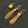 wholesale Antique silver handmade engraved tassel pendant DIY bracelet cord charm S925 sterling silver gold-plated tassel cap-0-1