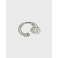 wholesale S925 Sterling Silver Korean-style Minimalist Pearl Bead Ear Cuffs for Non-Pierced Ears-Platinum (single) 925 silver