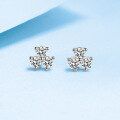 wholesale Platinum-plated S925 Silver Moissanite Three-leaf Clover Earrings for Women, Minimalist Fresh Style, Wholesale in Stock-0-0