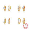 wholesale S925 Sterling Silver Luxury Diamond-Studded Circle Ear Cuff, Korean Style Minimalist Elegant Earrings-0-0