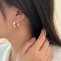 wholesale S925 Sterling Silver Hand-Hammered Irregular Hoop Earrings for Women, Unique Design, Minimalist, High-End Ear Cuffs, New Collection-0-3