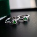 wholesale S925 Silver Inlaid Natural Jadeite Bamboo Ring, Type A Ice Sun Green Spicy Green, Fashionable and Minimalist Open-End Ring-0-2