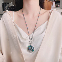 wholesale S990 Silver Ethnic Style Enamel Glaze Year After Year Abundance Lotus Koi Fish DIY Pendant Accessory-109PM/single pendant about 20g