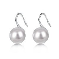 wholesale S925 Sterling Silver Nordic New Pearl Drop Earrings for Women, Goddess Style Fashion Versatile Design Wholesale-Platinum White Pearl DY110248-SW-WH 925 Silver