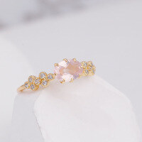 wholesale S925 Sterling Silver Inlaid with Natural Rose Quartz Elegant Temperament Ring for Women, Dunli Jewelry Summer New Collection-Natural Rose Quartz Ring for Women  Size 8