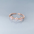 wholesale S925 Silver Sweet Summer Flower Ring for Women with Pink Diamonds, Fresh Small Floral Index Finger Ring R00035-0-3