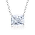 wholesale S925 Sterling Silver New Luxury Paved 4-Carat Radiant Cut White Diamond Collarbone Necklace for Women-0-1