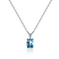Sterling Silver Natural Blue Topaz Moissanite Necklace Pendant-0-3