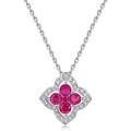 wholesale S925 Sterling Silver New European Style Cultivated Red Clover Four-Leaf Pendant Necklace for Women Cross-Border Hot Seller-0-5