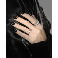 wholesale S925 Sterling Silver 836 Original Niche Design Minimalist Irregular Textured Unisex Open Ring-0-2