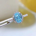 wholesale S925 Silver New Jewelry High Carbon Diamond 1 Carat Oval Aquamarine Zircon 6*8 Radiant Cut Ring for Women-0-2