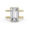 wholesale S925 Sterling Silver French Vintage Ring for Women, High-End Sense Emerald Cut Zirconia Double Ring Design, Fashionable and Versatile Ring-0-4