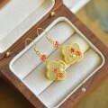 wholesale Vintage-inspired new Chinese style enamel and Hetian jade earrings, Hanfu and Qipao classical jade ear accessories for women-0-3