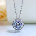 wholesale 925 Silver New D Color White Diamond Pendant 110 High Carbon Diamond Collarbone Necklace Simple Style Women's Necklace 38+5 Live Broadcast Drop Shipping-0-1