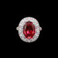 wholesale 925 Silver Gold-Plated Ring with High-Carbon Diamond GRC Lab-Grown Ruby Oval Cocktail Dinner Versatile Women's Ring-0-0