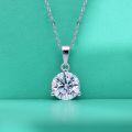 wholesale S925 Sterling Silver Moissanite Minimalist Three-Prong Single Stone Pendant Necklace for Women-0-1