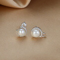 wholesale S925 Sterling Silver Yaxi Retro Fashion New Small Swan Freshwater Pearl Earrings with Micro-Inlaid Zirconia-0-1