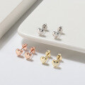 wholesale S925 Sterling Silver Earrings, 14K Gold Minimalist Earrings, Polished Heart Studs, Cross-Border Fashion Jewelry-0-3