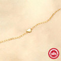 wholesale S925 Sterling Silver Polished Heart Paperclip Chain Bracelet, Korean Style, Minimalist, Versatile, Elegant-0-3