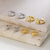 wholesale S925 Sterling Silver Geometric Round Diamond-Studded Ear Clasp Korean Style Fashion Ins Trend Niche Ear Accessories M05347-Small 9MM 925 silver gold