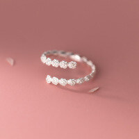 wholesale S925 Silver Summer Korean Rose Flower Ring Simple and Unique Floral Jewelry for Women R00299-S925 silver ring silver>opening adjustable