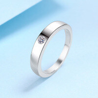 wholesale PT950 Gold Plated 925 Sterling Silver Adjustable Couple Rings with 10-Point Moissanite Unisex Bands for Wholesale-10 points Moissanite Live (Large)