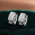 S925 Sterling Silver Moissanite Square Earrings with LuxuriousUnisex-0-0