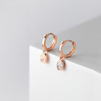 wholesale S925 Sterling Silver Waterdrop Stud Earrings for Women, Small and Exquisite Korean-style Geometric Minimalist Diamond-Studded Earrings G8961-S925 silver pair silver 925 silver