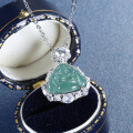 S925 Silver Gold-Plated Diamond Accent Natural Aqua Jadeite Buddha Pendant Necklace-0-0