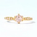 wholesale S925 Sterling Silver Gold-Plated Japanese and Korean New Light Luxury Style Open Ring, Fashionable and Versatile Natural Rose Quartz Ring, Cross-Border Bestseller-0-1