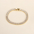 wholesale Brass square diamond-encrusted chain link bracelet with an exaggerated, individualistic, and aloof style-0-3