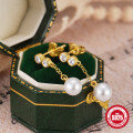wholesale S925 Sterling Silver Diamond-Accented Chain Tassel Pearl Earrings-0-3