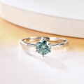 wholesale S925 silver green moissanite 1 carat designed ring with GRA certificate, fashion gemstone ring-0-3