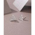 wholesale 925 Sterling Silver Triangle Celtic Knot Earrings for Women, Cross Dangle Hollow Out Autumn Winter Earrings-0-2