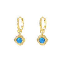 wholesale S925 Sterling Silver Blue Opal Earrings For Women, Fashion Luxury Personality Ear Clasps, Cross-border Minimalist Style-E4422-Gold 925 Silver