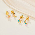wholesale S925 Sterling Silver Star and Moon Diamond Inlaid Stud Earrings, Dainty and Delicate Five-Point Star, Ins-Style Daily Wear Versatile Ear Accessories-0-2