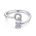 wholesale Metal S925 Cross-Border Europe and America Minimalist Personalized 26 Letters Diamond Inlaid Openable Adjustable Fashion Ring Factory Direct Supply-0-21
