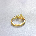 wholesale Gold-Plated S925 Sterling Silver Zircon Crown Adjustable Open Ring TikTok-0-2