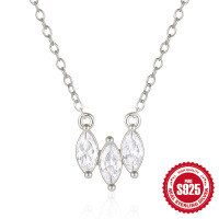wholesale 925 Silver Hot-selling Versatile Diamond Waterdrop Pendant Necklace for Chic Sweater Outfits-Platinum 925 silver