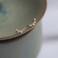 wholesale 14K Solid Gold Laurel Branch Zirconia Arc Stud Earrings-0-1