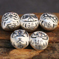 wholesale 3D Silver S999 Dharm Egg Spacer Beads Auspicious/Blessing/Determination/Victory/Dedication for Horizontal DIY Pure Silver Jewelry-0-0