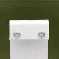 wholesale S925 Sterling Silver Red Elk Full Body French Light Luxury Unique Niche Stud Earrings Heart Design Ear Accessories Versatile Daily Women's-BE0278-Platinum 925 Silver